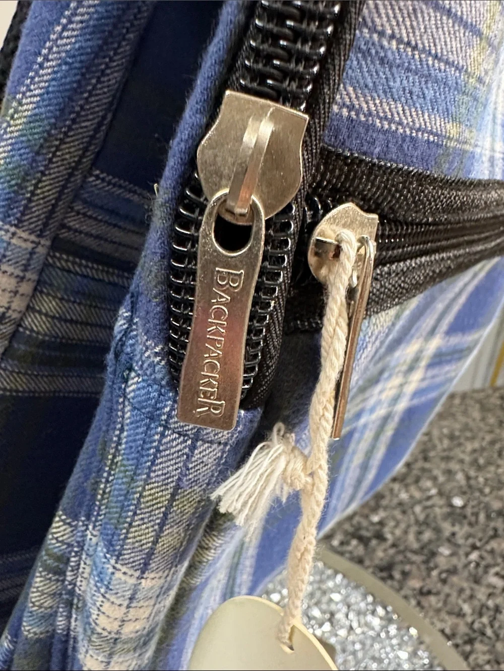Backpacker Blue Plaid full size Backpack with Matching Cap NWT